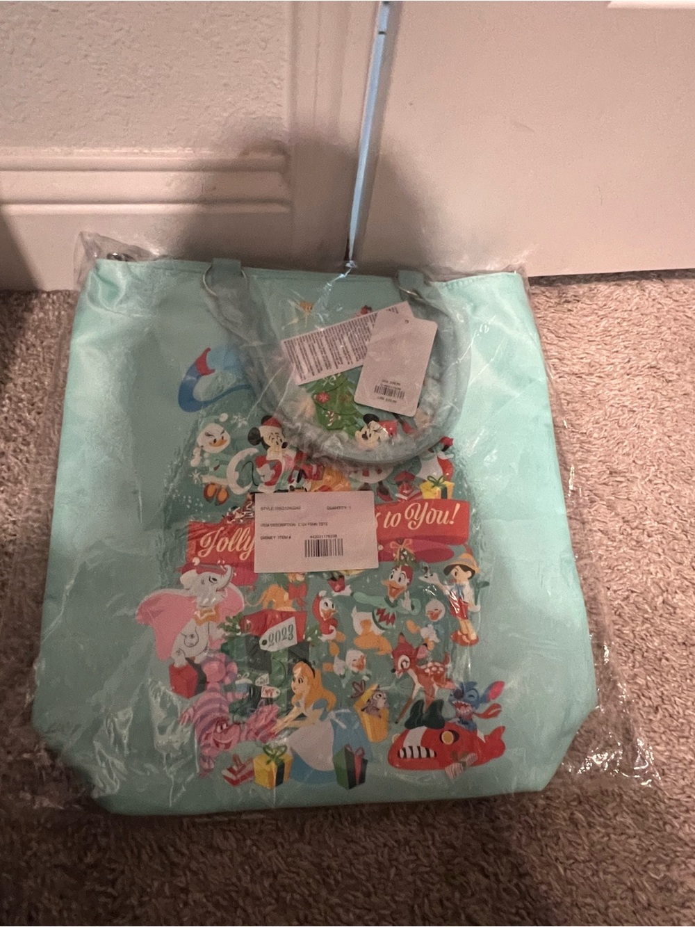 Disney Mint Green Holiday Character Tote